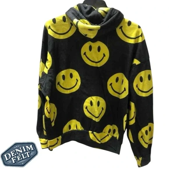 Aviator Nation Unisex Black/Yellow Smiley Repeat Relaxed Pullover Hoodie | EUC😀 - Picture 8 of 16